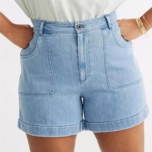 Madewell High Rise cuffed Denim Shorts Light Indigo NWT